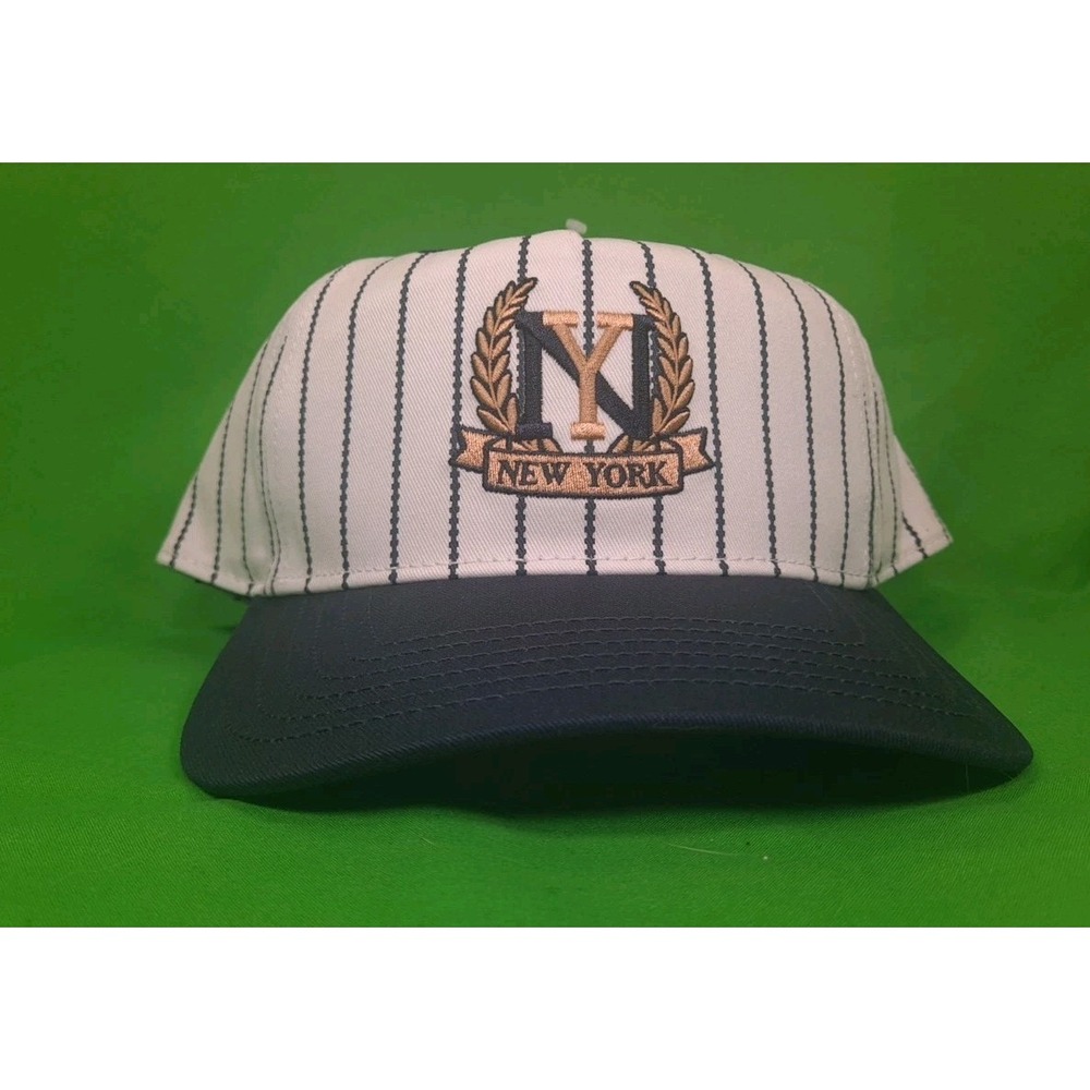 New York White Navy Striped Baseball Cap OSFM Strapback Unbranded Adjustable NWT